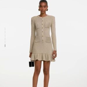 Self-Portrait Gold Lurex Knit Dress